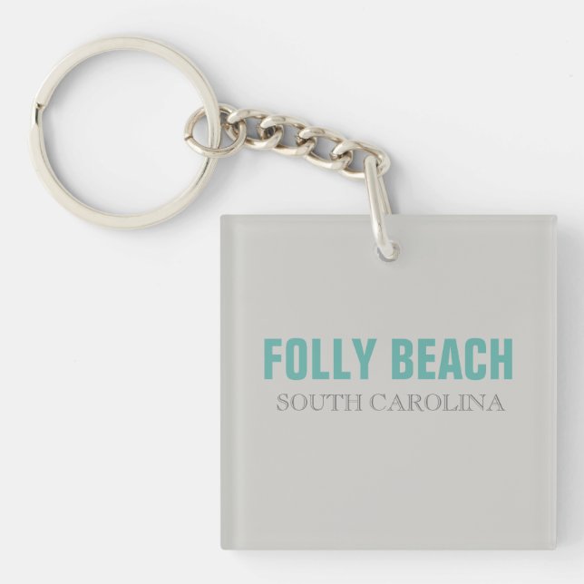 Folly Beach South Carolina Style Key Ring (Front)