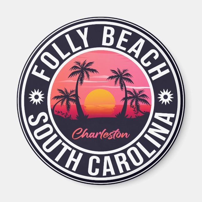 Folly Beach South Carolina - Vintage 60s Souvenirs Magnet (Front)