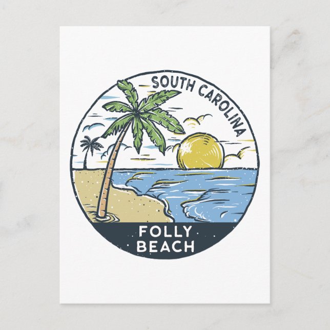 Folly Beach South Carolina Vintage Postcard (Front)