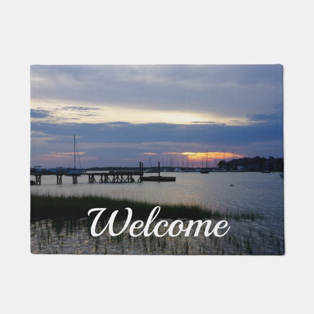 Folly Harbour Sunset Welcome Doormat (Front)
