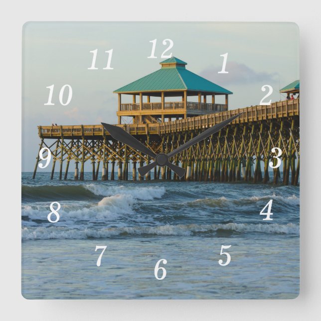 Folly Pier Morning Wall Clock (Front)