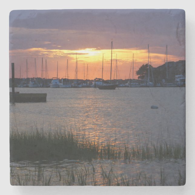 Folly River Sunset Stone Coaster (Front)