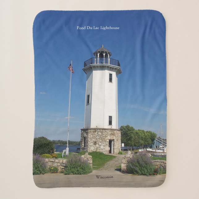 Fond Du Lac Lighthouse sherpa blanket (Front)