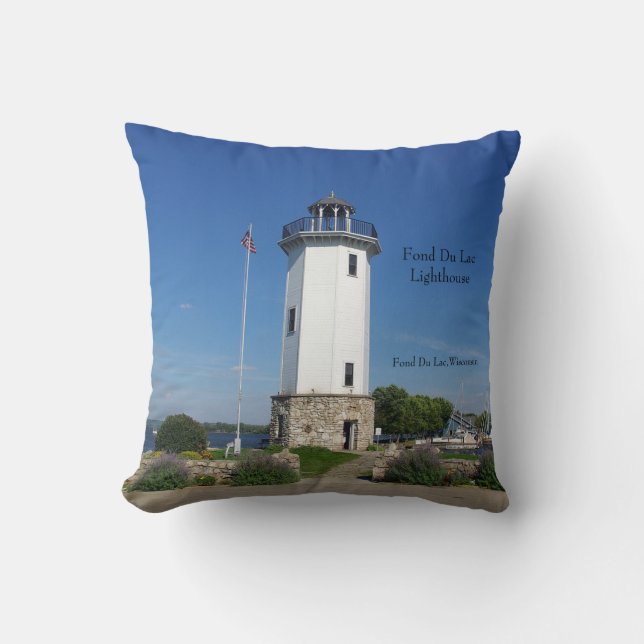 Fond Du Lac Lighthouse square pillow (Front)