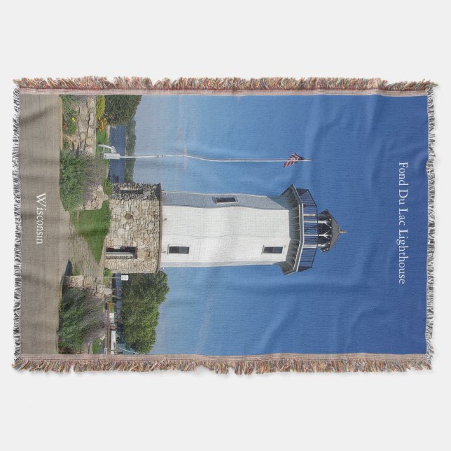 Fond Du Lac Lighthouse woven blanket (Front)