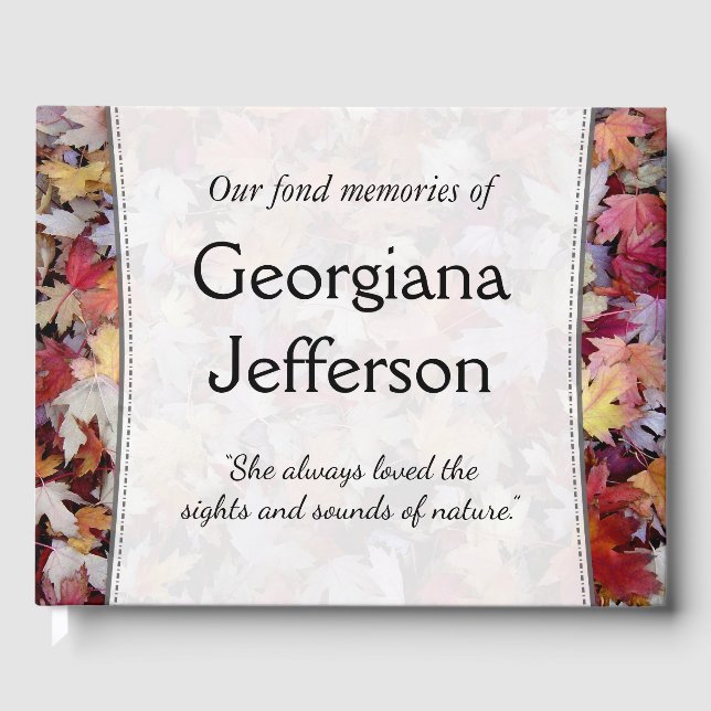 Fond Memories of a Nature Lover - Autumn Leaves Guest Book (Front)