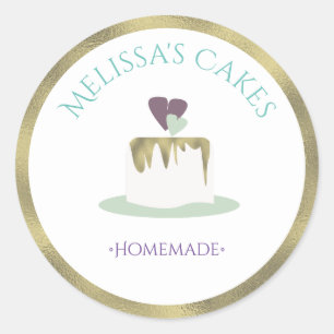 Fondant Wedding Cake Tier Bakery Logo Classic Round Sticker