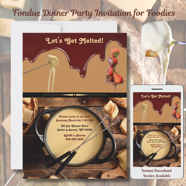 Fondue Dinner Party Invitation for Foodies Unique (Fondue Dinner Party Invitation for Foodies)
