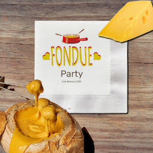 Fondue hearts and pot  - party napkin