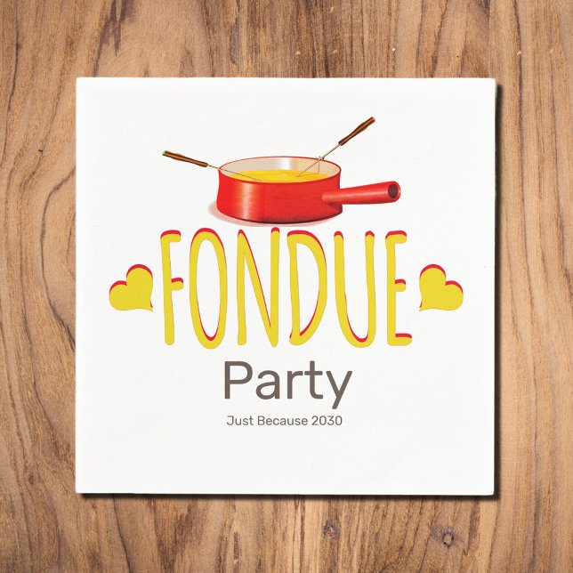 Fondue hearts and pot  - party napkin (Creator Uploaded)