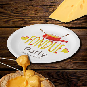 Fondue hearts and pot - party paper plate