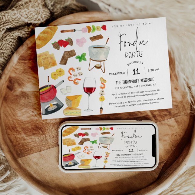 Fondue Party Wine Cheese Dinner Party Any Occasion Invitation (Creator Uploaded)
