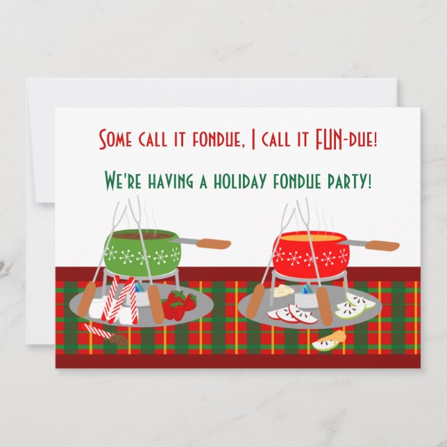 Fondue Pots Christmas Fondue Party Invitaitons Invitation (Front)