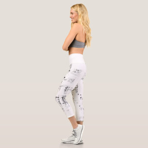 font, music, monochrome, circle, pattern, monochr capri leggings