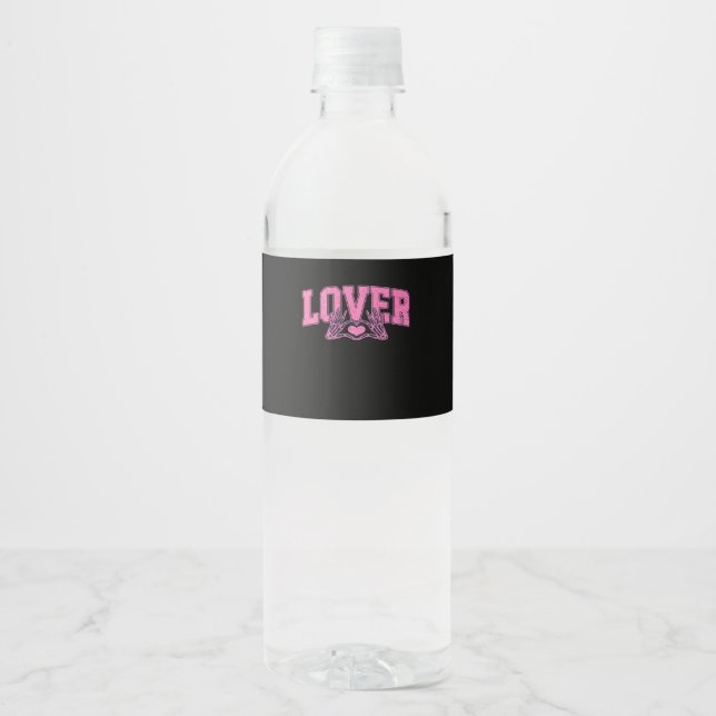 Font With Skeleton Hands Classic Design Water Bottle Label (Front)
