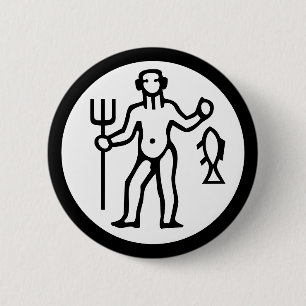 Font Zodiac: AQUARIUS + your Colours & Ideas 6 Cm Round Badge