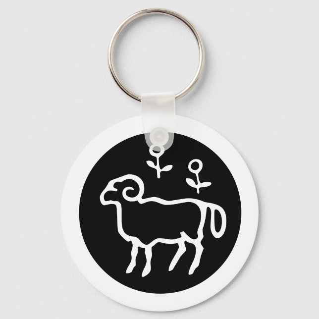 Font Zodiac: ARIES + your Colours & Ideas Key Ring (Front)