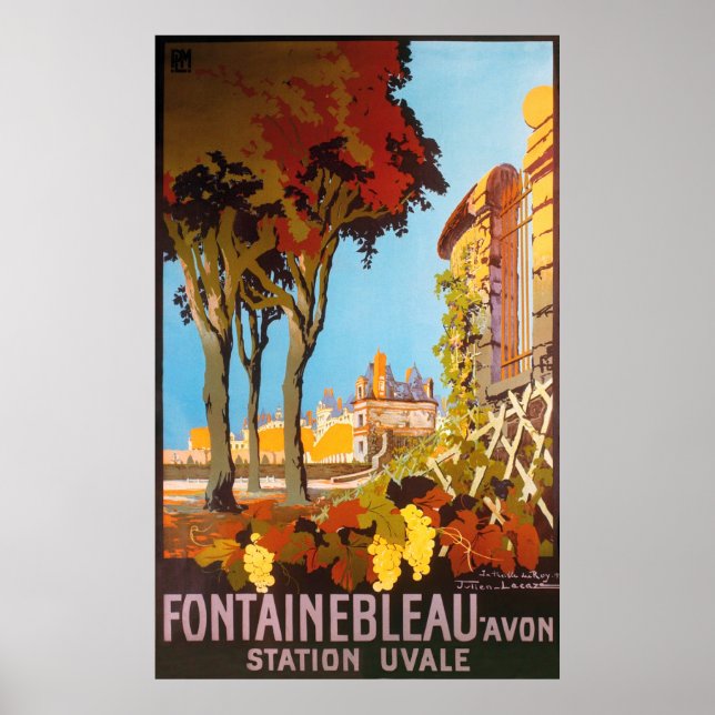 Fontainebleau Avon Station Uvale Vintage Travel Poster (Front)