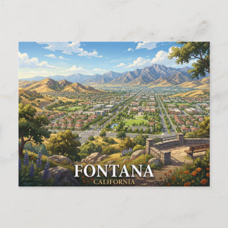 Fontana California Travel | Scenic Cityscape Postcard