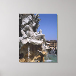 Fontana dei Quattro Fiumi, Piazza Navona, Rome, Canvas Print