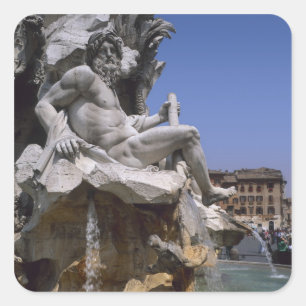 Fontana dei Quattro Fiumi, Piazza Navona, Rome, Square Sticker