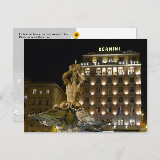 Fontana del Tritone, Rome, Italy – postcard  (Front/Back)