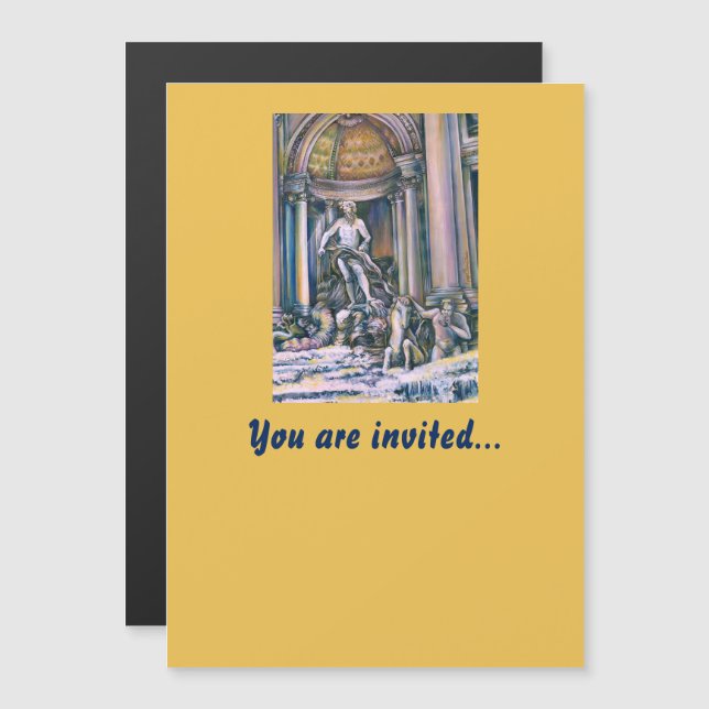 Fontana Di Trevi, Roma Magnetic Invitation (Front/Back)