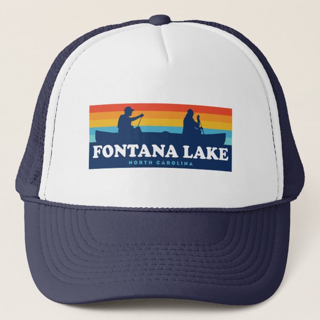 Fontana Lake North Carolina Canoe Trucker Hat (Front)