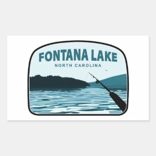 Fontana Lake North Carolina Fishing Rod Rectangular Sticker
