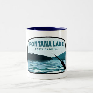 Fontana Lake North Carolina Fishing Rod Two-Tone Coffee Mug