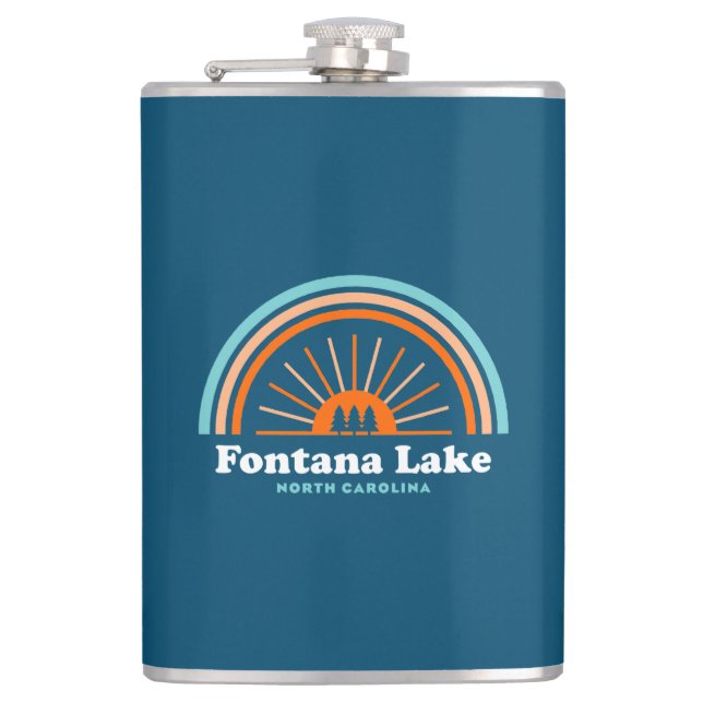 Fontana Lake North Carolina Rainbow Hip Flask (Front)