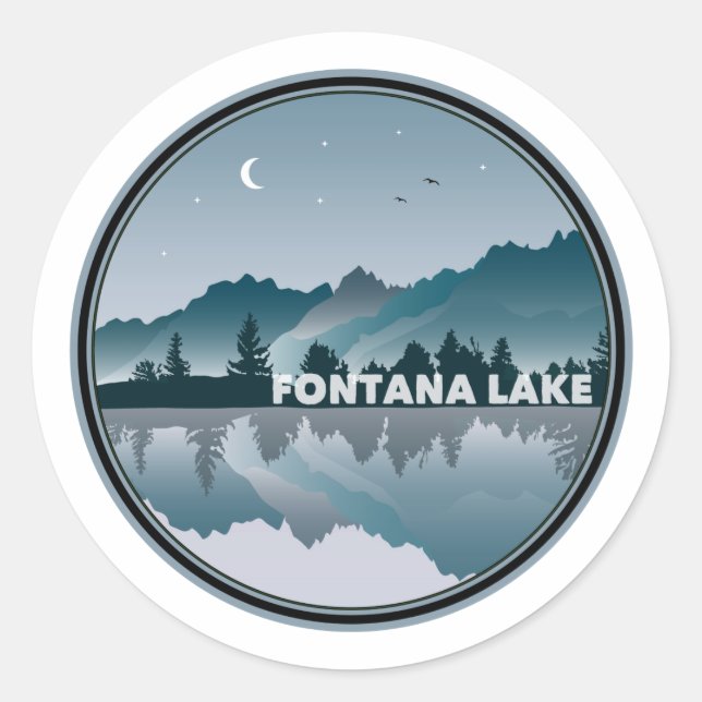 Fontana Lake North Carolina Reflection Classic Round Sticker (Front)