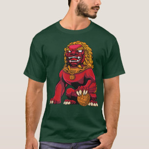 Foo Dog Design Oriental Chinese Guardian Lions Shi T-Shirt