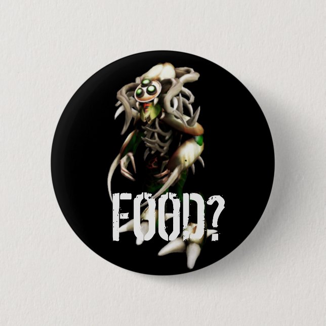 FOOD? 6 CM ROUND BADGE (Front)