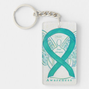 Food Allergies Angel Awareness Ribbon Keychain