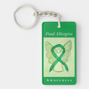 Food Allergies Awareness Green Ribbon Keychain