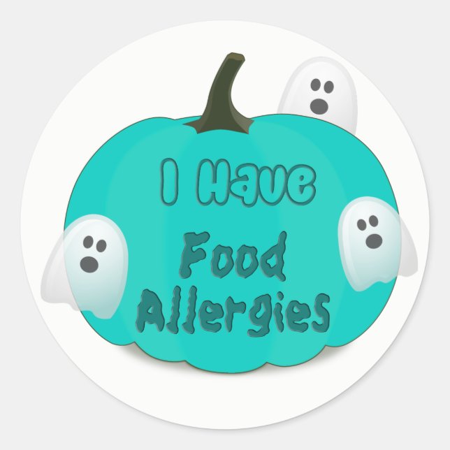 Food Allergies Teal Pumpkin Halloween Stickers (Front)