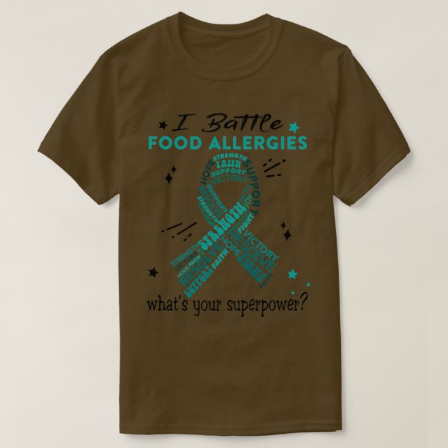 Food Allergies Warrior, I Battle Food Allergies Wh T-Shirt (Design Front)