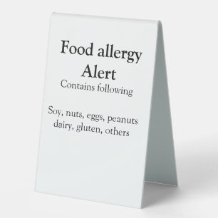 Food allergy alert add name text food items invita