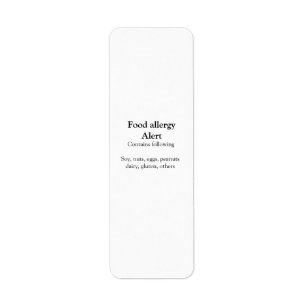 Food allergy alert add name text food items invita