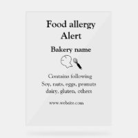 Food allergy alert add name text food items invita