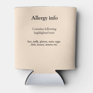 Food allergy alert add name text food items invita can cooler