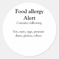 Food allergy alert add name text food items invita