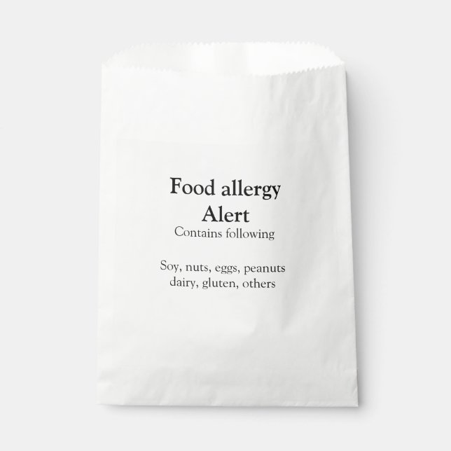 Food allergy alert add name text food items invita favour bags (Front)