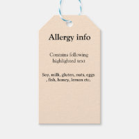 Food allergy alert add name text food items invita