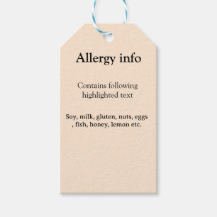 Food allergy alert add name text food items invita gift tags