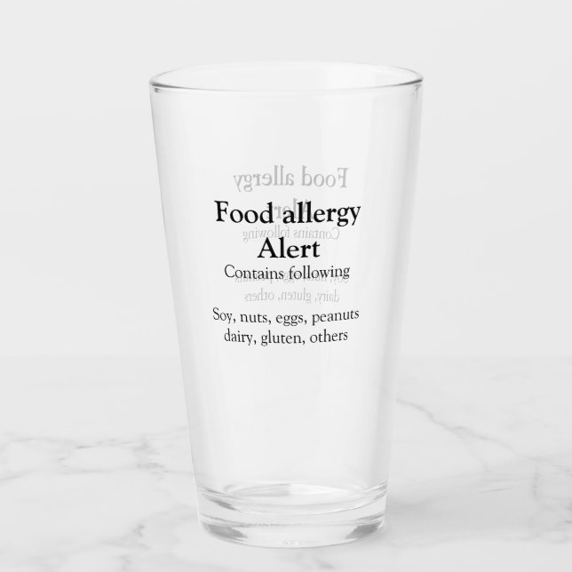 Food allergy alert add name text food items invita glass (Front)