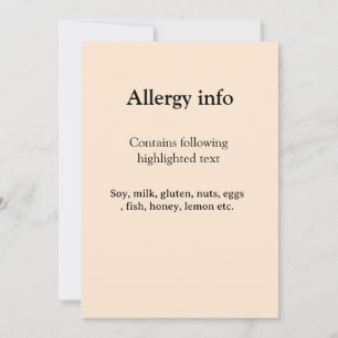Food allergy alert add name text food items invita invitation