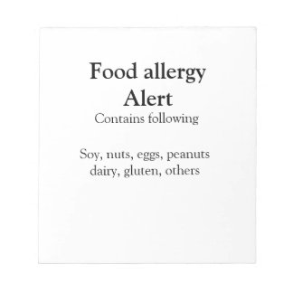 Food allergy alert add name text food items invita notepad