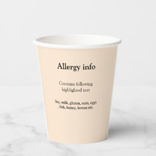 Food allergy alert add name text food items invita paper cups
